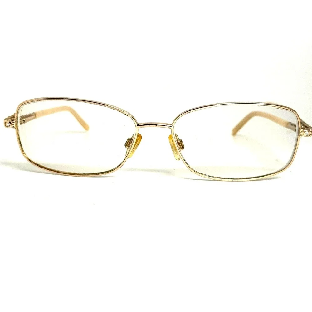 Sophia Loren Beau Rivage 55 Gold Rhinestone Rectangular Eyeglass Frames 0114